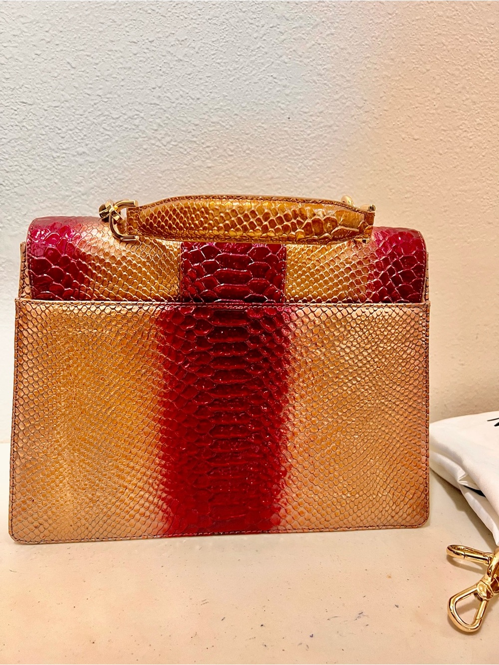 Brahmin Pink and Copper Ombre Textured Satchel - Picture 7 of 9